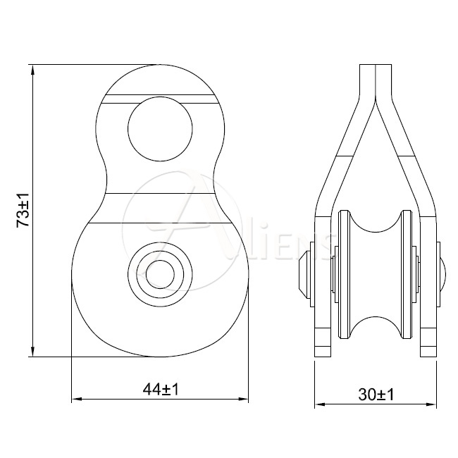 Seilrolle / Umlenkrolle Aliens Standard Pulley Abmessungen 