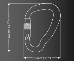 Stahlkarabiner ISC KH455 Abmessungen Grafik