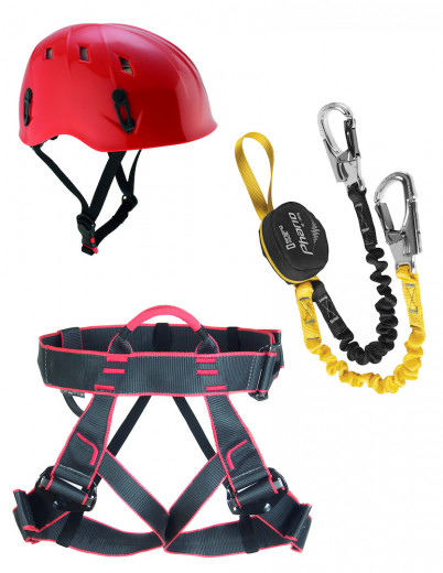 Klettersteigkombination (Gurt, Helm, Klettersteigset)