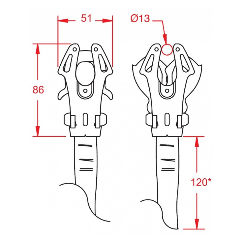 Kong FROG Karabiner Abmessungen Grafik