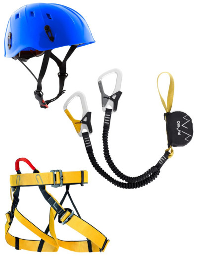 Klettersteigkombination (Gurt, Helm, Klettersteigset)