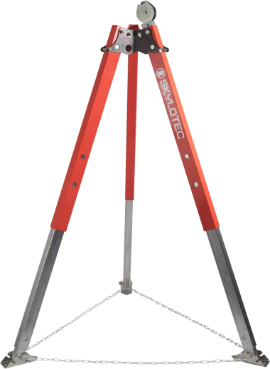 Dreibein aus Aluminium und Stahl, hhenverstellbar bis zu einer Hhe von 2260mm, portabel fr vertikalen Einstieg.