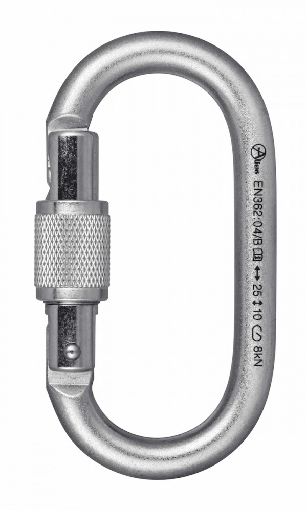 Produktbild von Aliens HMS Stahlkarabiner Schwarz – Screwgate, Als Schlüsselanhänger Oder Kletterzubehör Nutzbar